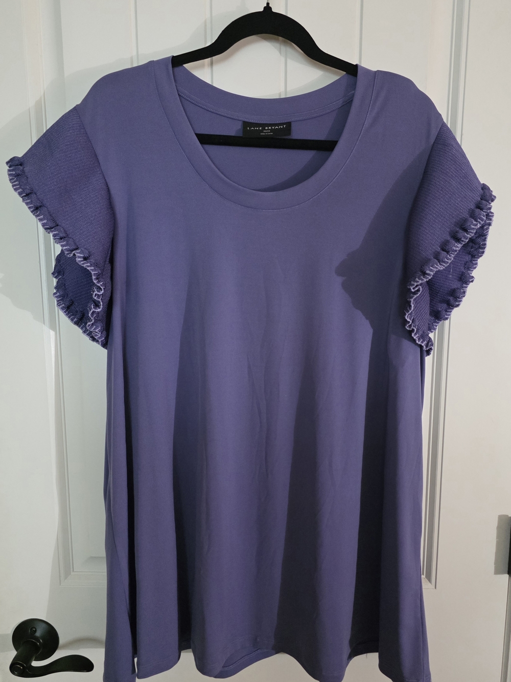 Lane Bryant Lavender Ruffle Sleeve Short Sleeve Tee